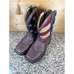 Durango Lil Rebel Kids 6M Western Boots American Flag Brown Leather BT245 8 Inch